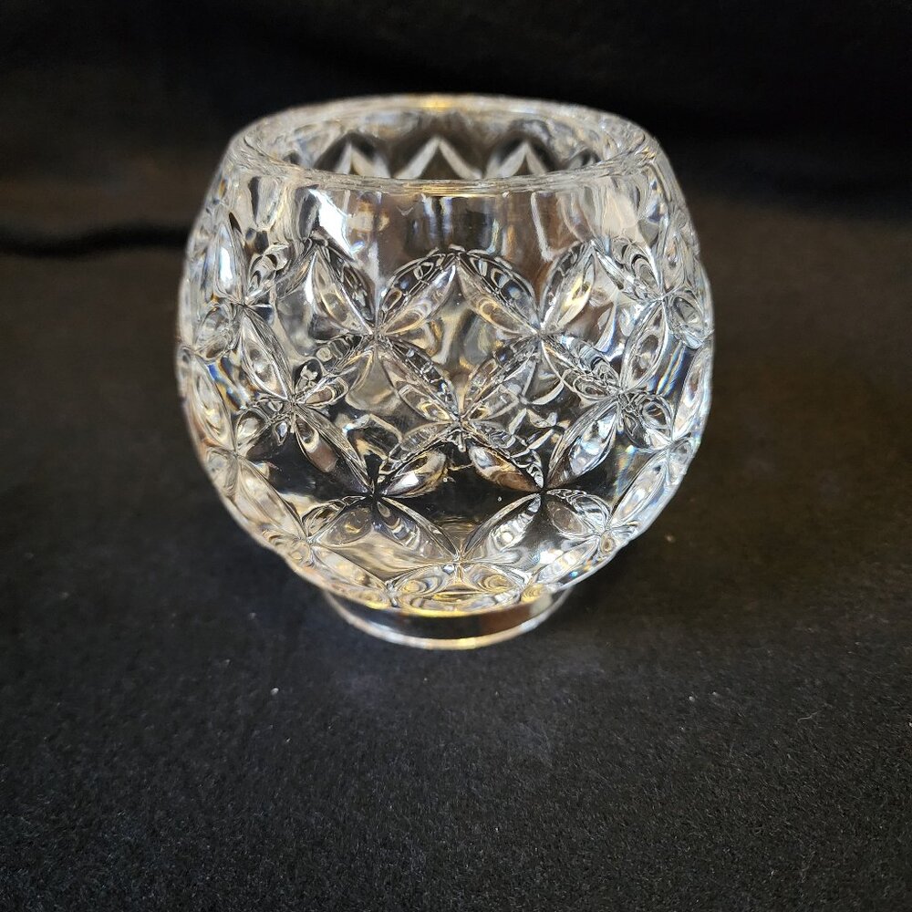 Vintage 3 1/2" Diamond Cut Crystal Clear Votive Candle Holder